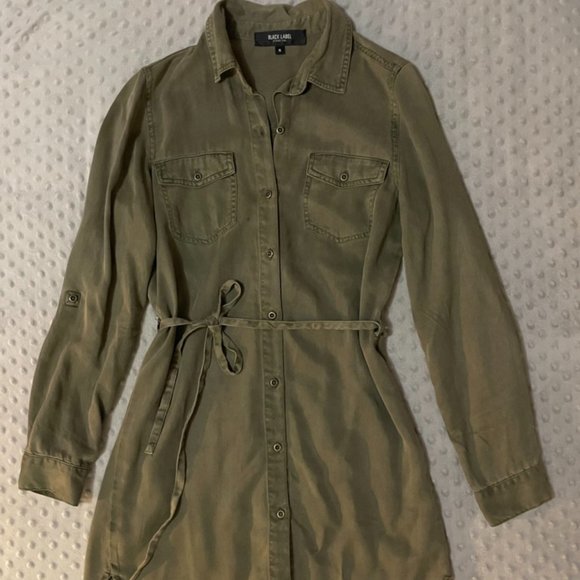 Olive Green Button Down Dress - Picture 1 of 4